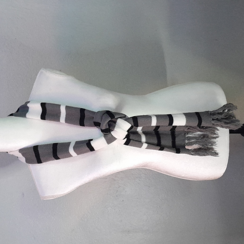 Black, Gray and White Scarf 6 Inches by 66 Inches